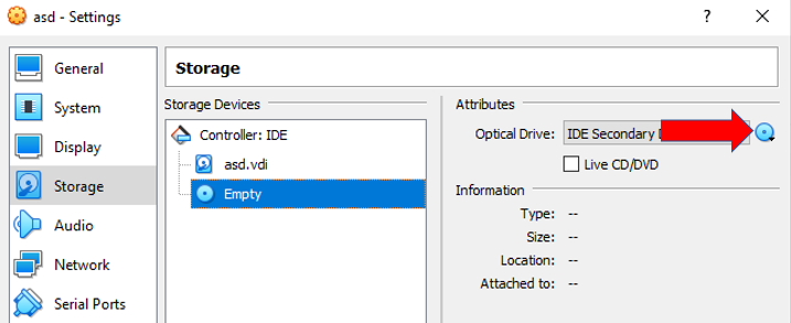 Virtualbox media setup