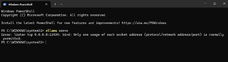 Ollama error message